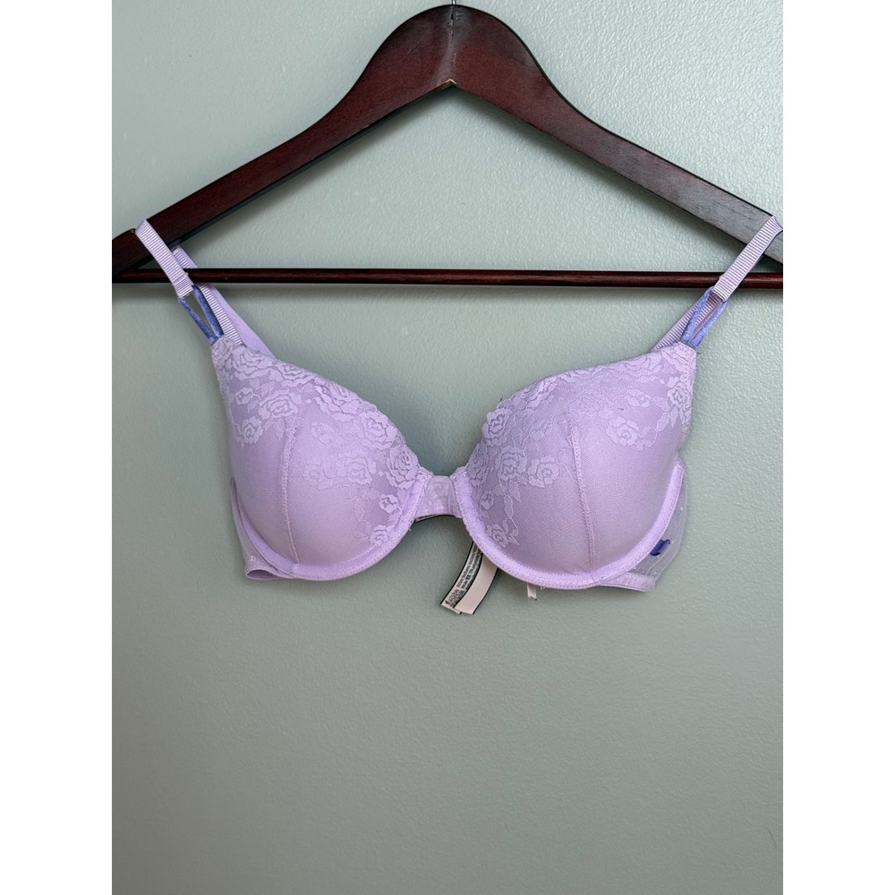 Victoria's Secret Demi Bra Women 34C Purple Lace Lined Floral 11210532